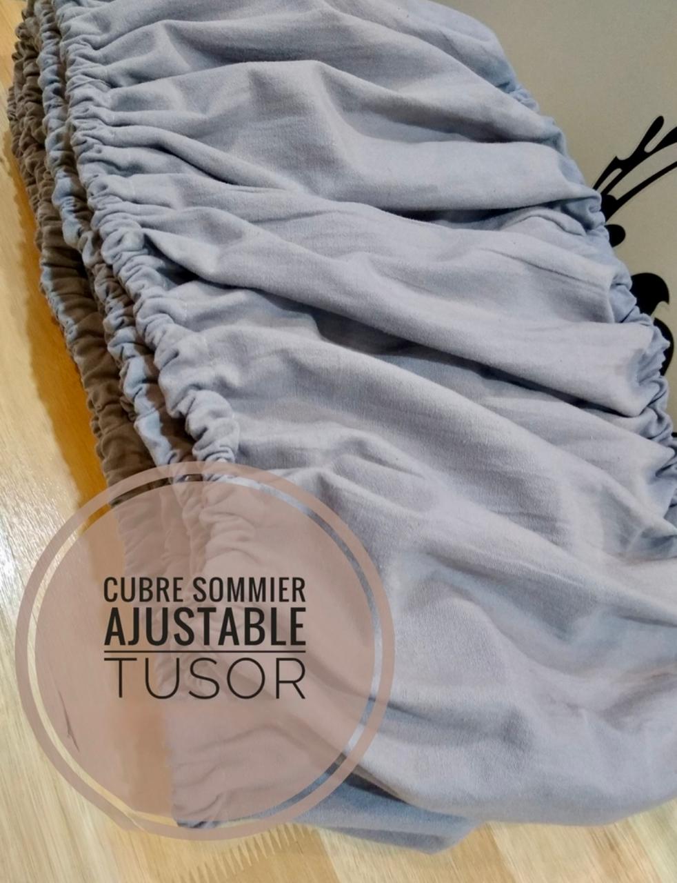 CUBRE SOMMIER TUSOR - GRIS LISO. - Imagen 2